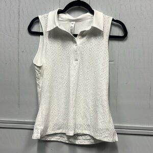 Women’s Kyodan White Eyelet Sleeveless Shirt Size Small NEW WITH TAGS‎